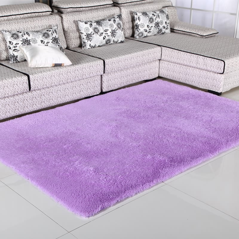 Gray Casual Area Carpet Polyester Solid Color Indoor Rug Non-Split Carpet for Living Room
