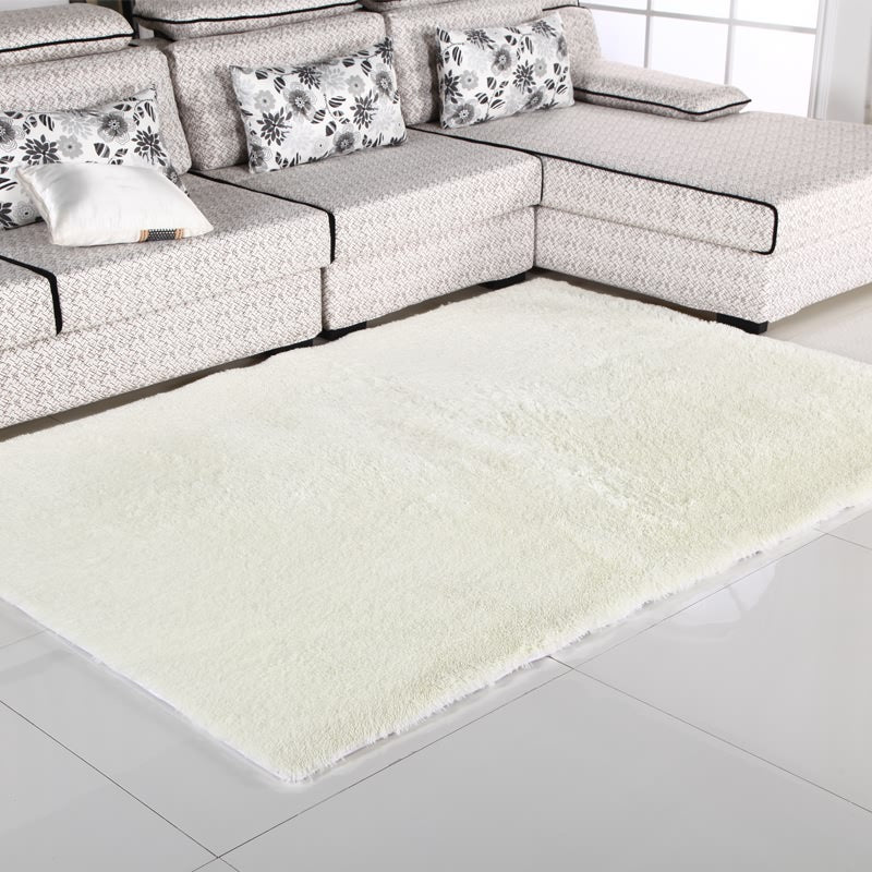 Gray Casual Area Carpet Polyester Solid Color Indoor Rug Non-Split Carpet for Living Room