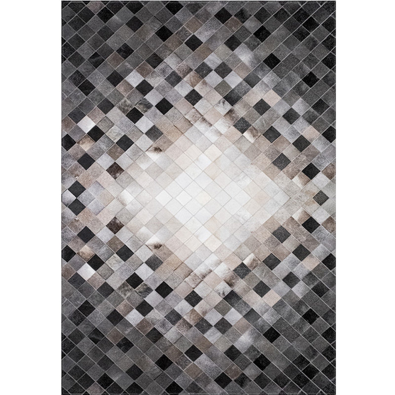 Beige Geometric Pattern Area Rug Cowhide Area Carpet Stain Resistant Rug for Home Decoration