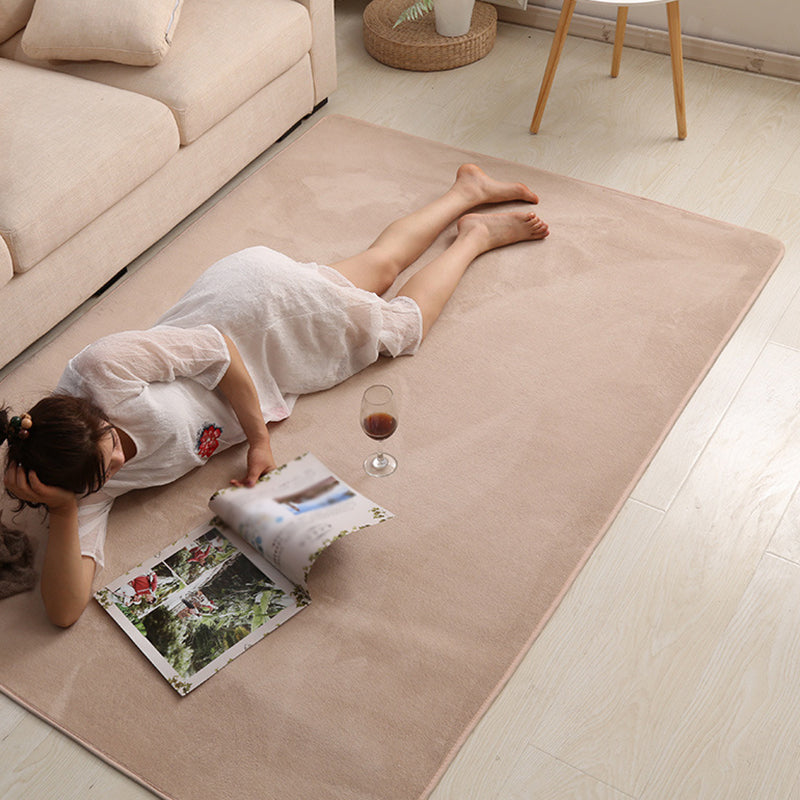 Khaki Simple Rug Polyester Solid Color Indoor Carpet Anti-Split Backing Area Rug for Indoor Room