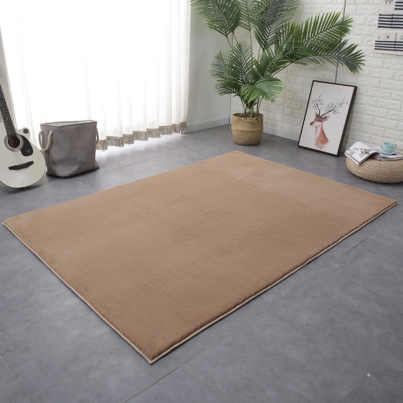 Tapis de chambre intérieure kaki tapis de couleur pure décontractée en polyester