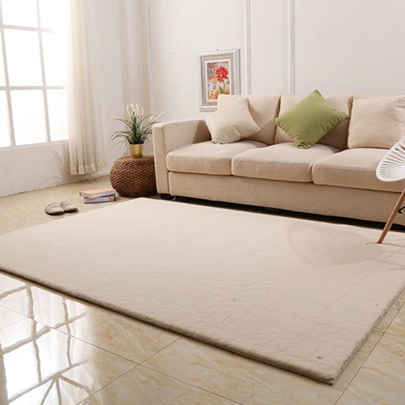 Tapis de chambre intérieure kaki tapis de couleur pure décontractée en polyester