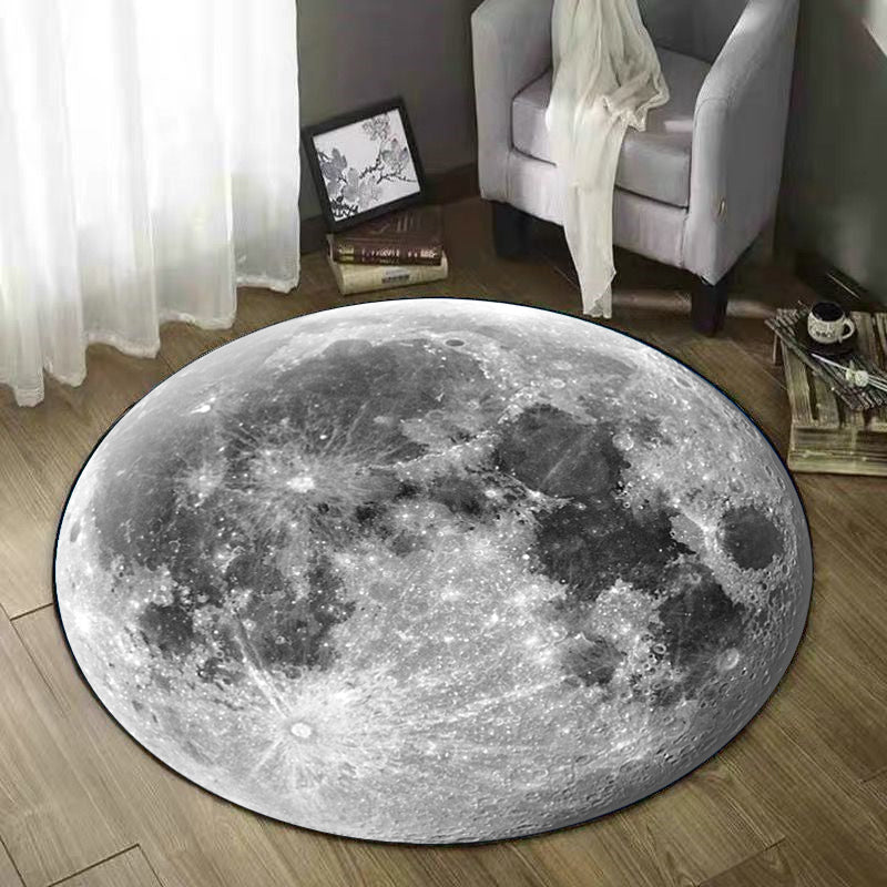 Round Multicolor Creative Carpet Polyester Earth Print Indoor Rug Stain Resistant Rug for Home Decor