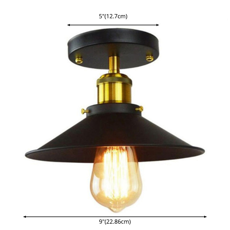 8,5 "breitem industriellem Stil Flush Mount -Lampe Einer Glühbirnen Schmiedeeisen -Schatten Deckenleuchte