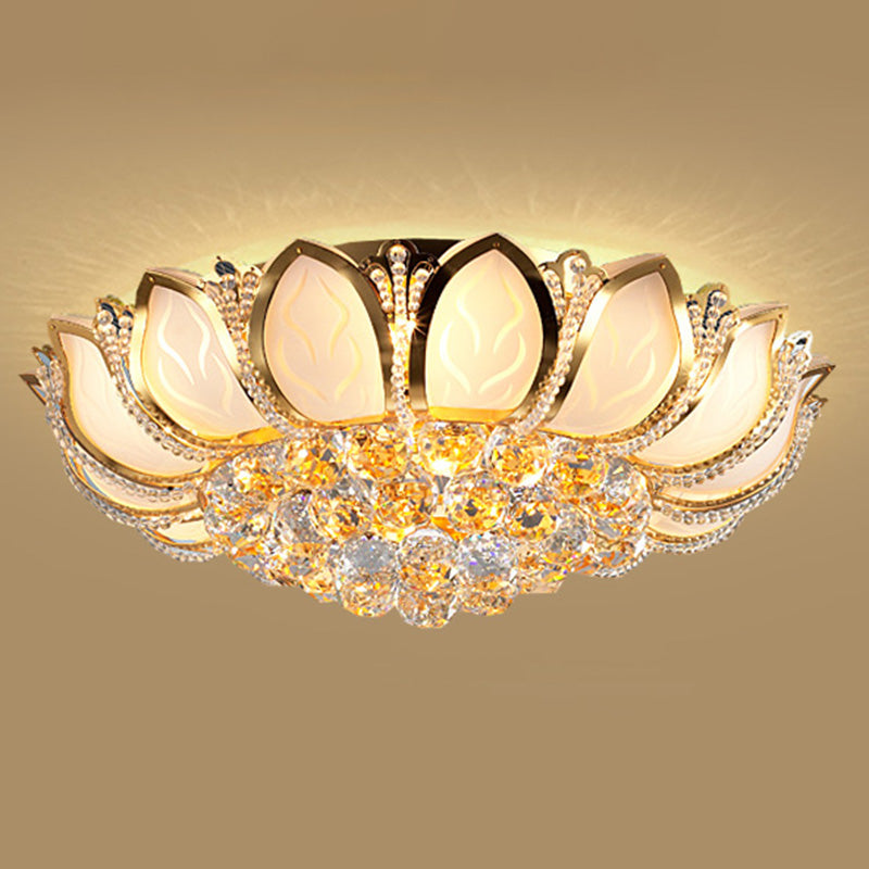Fleur cristal encastré plafonnier style moderne or encastré luminaire