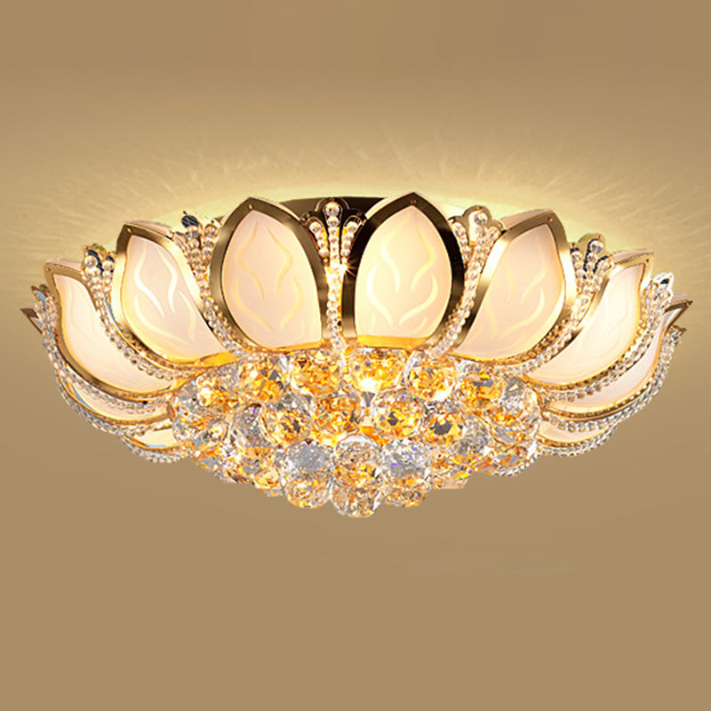 Fleur cristal encastré plafonnier style moderne or encastré luminaire