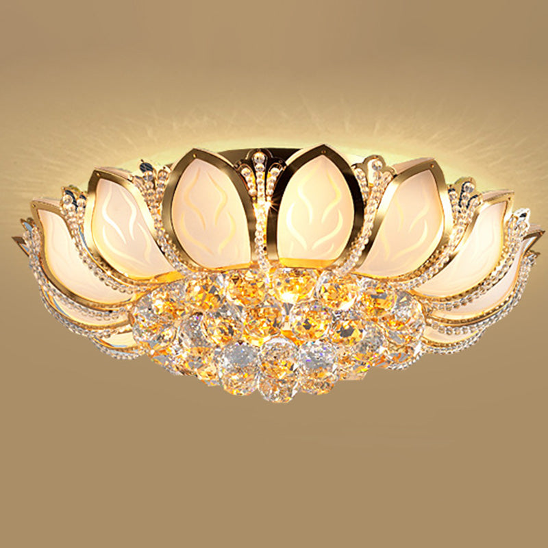 Fleur cristal encastré plafonnier style moderne or encastré luminaire