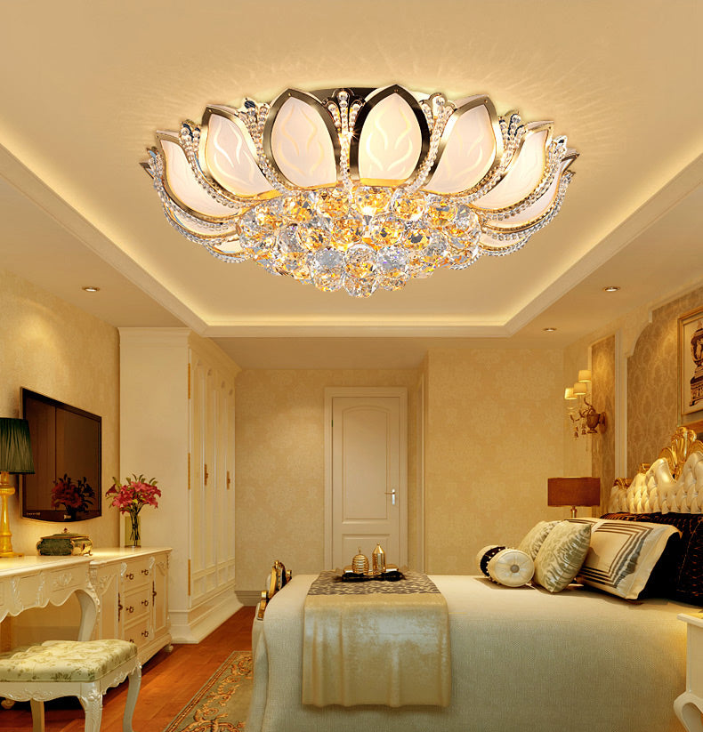 Fleur cristal encastré plafonnier style moderne or encastré luminaire