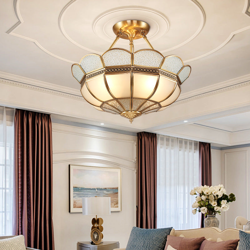 Lámpara montada en el techo Gold Schoolhouse Dormitorio de vidrio clásico cerca de la luz del techo