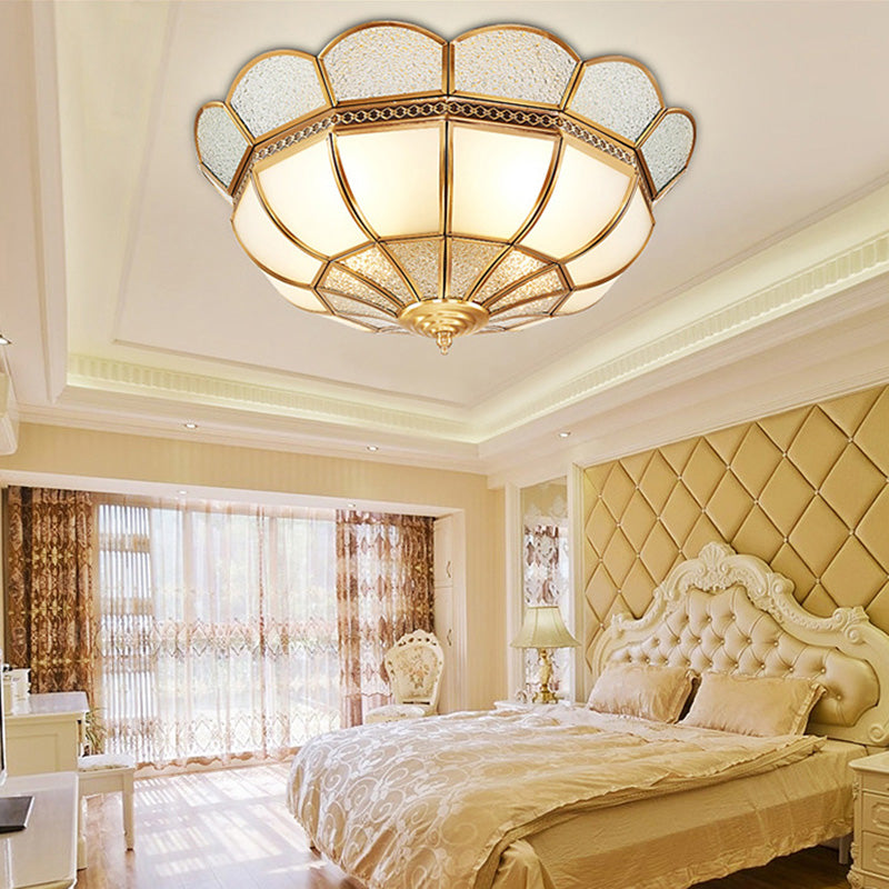 Lámpara montada en el techo Gold Schoolhouse Dormitorio de vidrio clásico cerca de la luz del techo