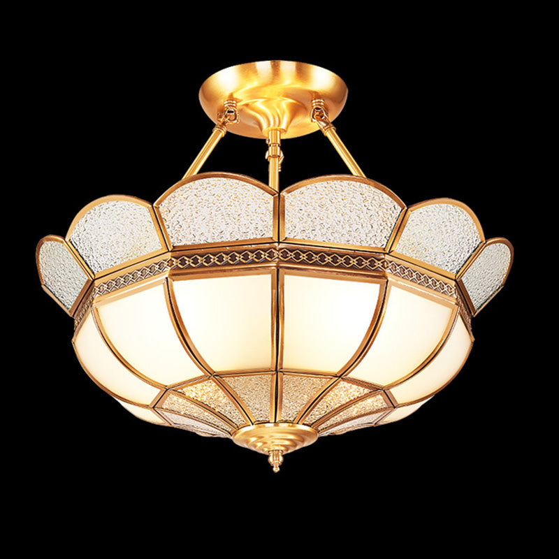 Lámpara montada en el techo Gold Schoolhouse Dormitorio de vidrio clásico cerca de la luz del techo