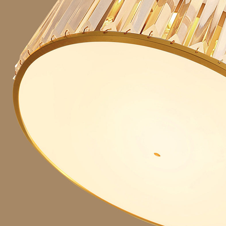 Luminaire encastré Plafonnier simpliste en cristal à tambour en or