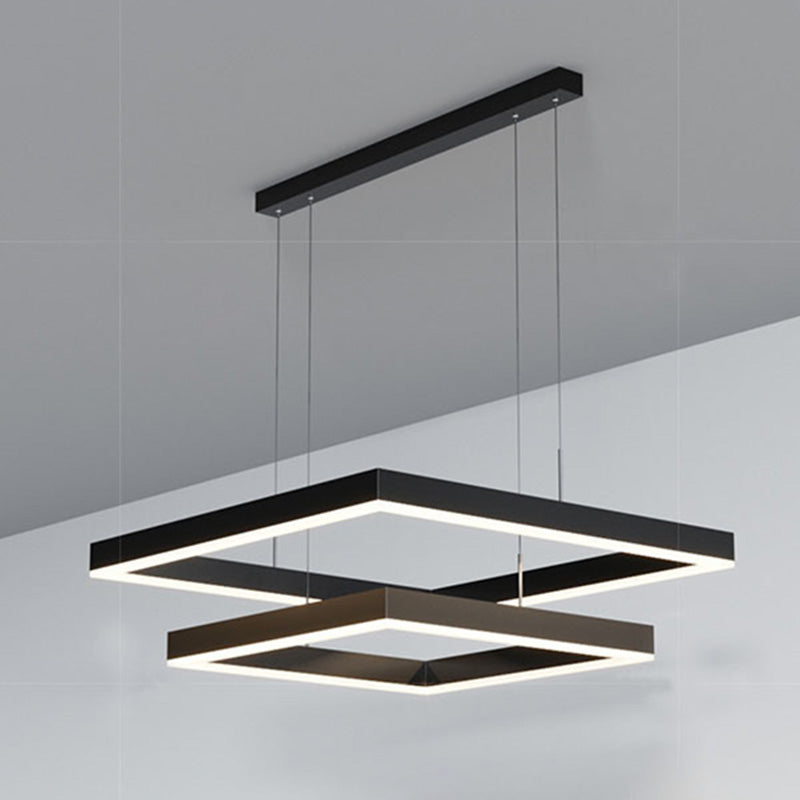 Metal Squares Chandelier Light Fixture Minimalist LED Pendant Lighting Fixture in Black