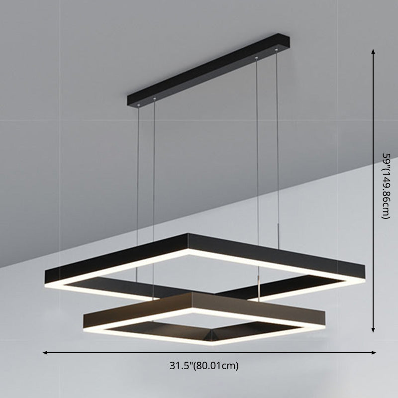Metal Squares Chandelier Light Fixture Minimalist LED Pendant Lighting Fixture in Black