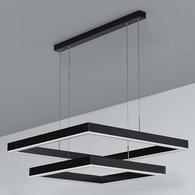 Metal Squares Chandelier Light Fixture Minimalist LED Pendant Lighting Fixture in Black