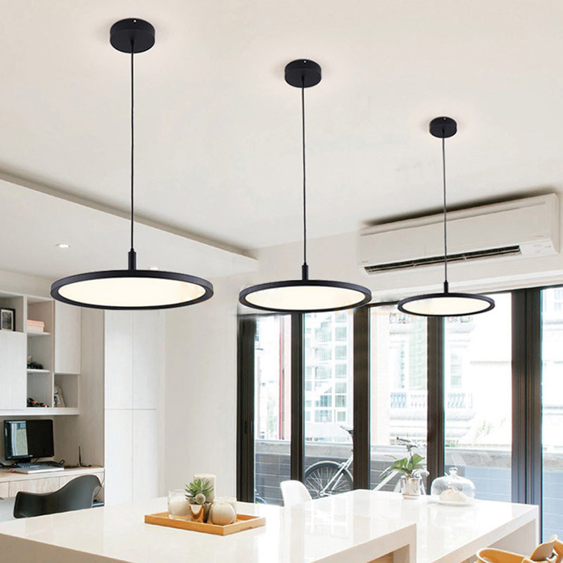 Metal Circle Pendant Ceiling Light Minimalist Style LED Black Ceiling Pendant Light
