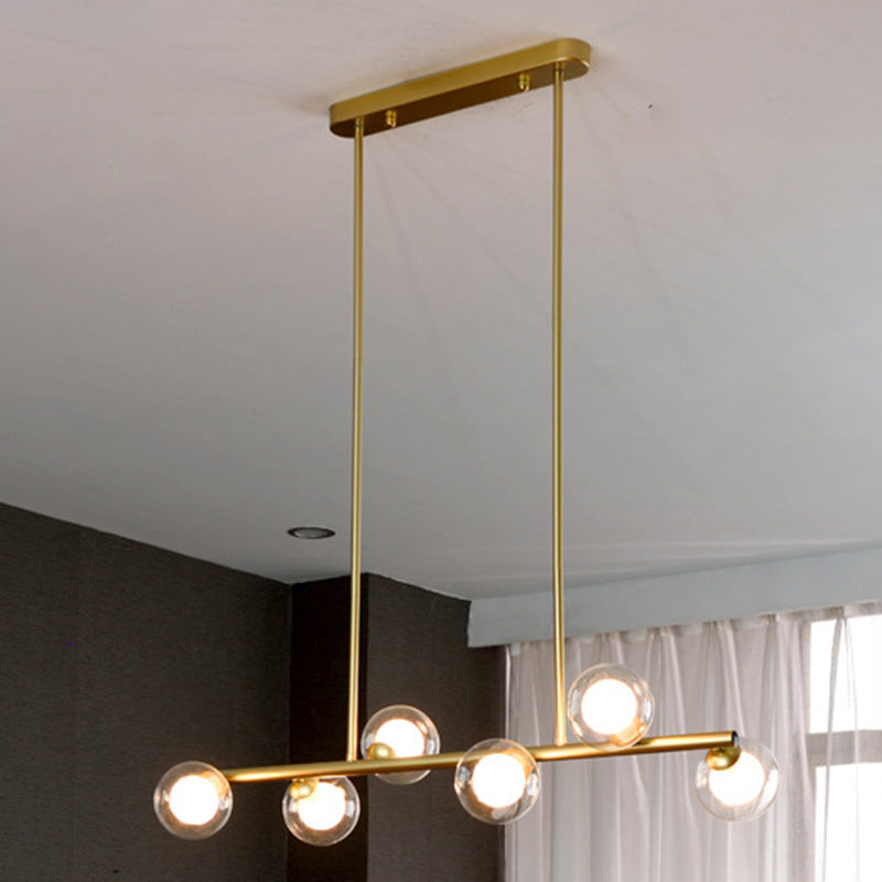 Gold Bubbles Island Pendant Light Simplicity Style Glass Island Chandelier Light