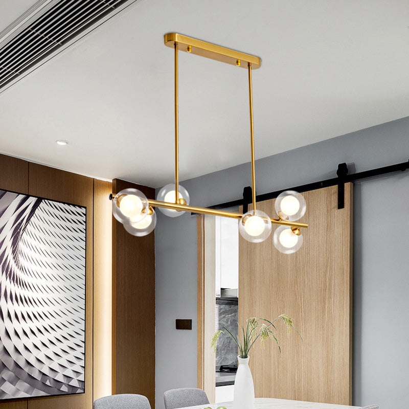 Gold Bubbles Island Luz colgante Simplicidad estilo lámpara de lámpara de vidrio