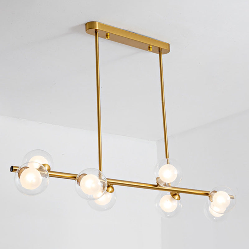 Gold Bubbles Island Pendant Light Simplicity Style Glass Island Chandelier Light