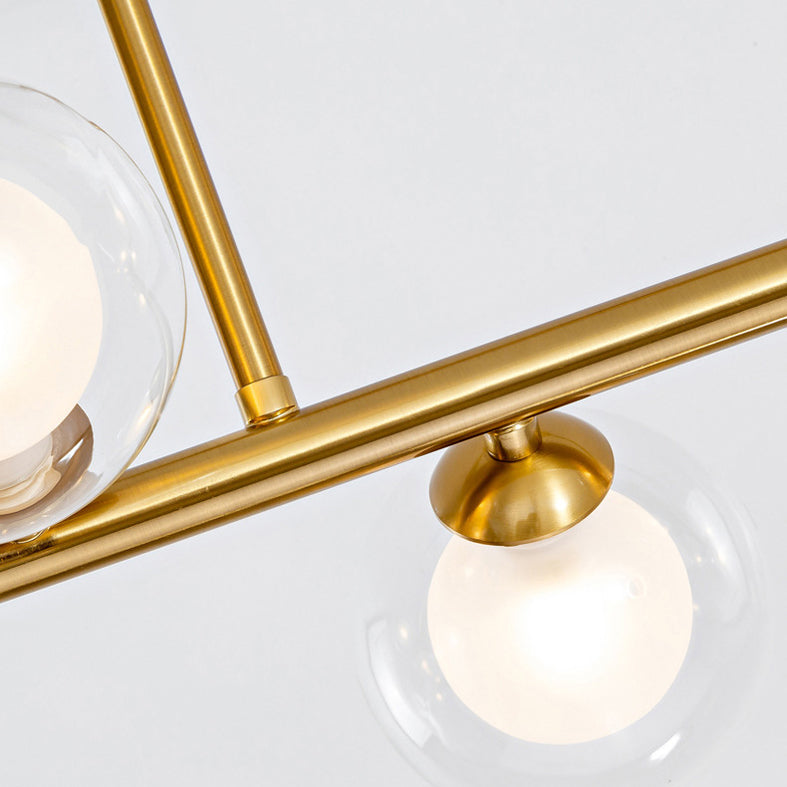 Gold Bubbles Island Pendant Light Simplicity Style Glass Island Chandelier Light