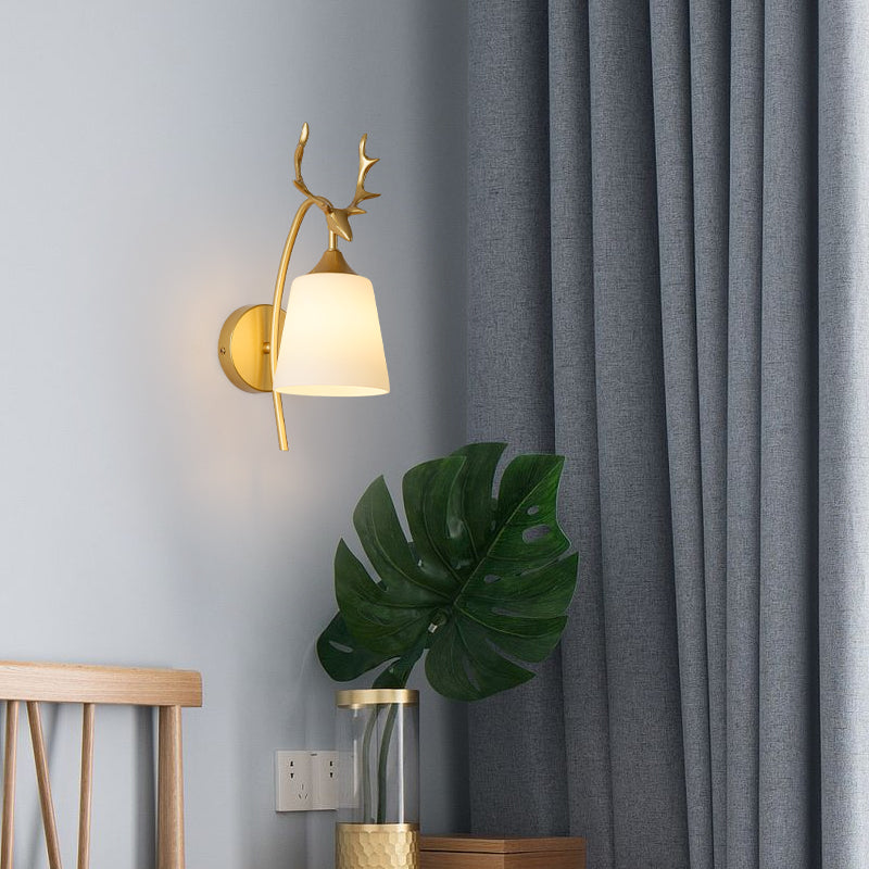 Conical Glass Wall Sconce Lighting Simplicity Style Wall Light Sconce for Bedroom