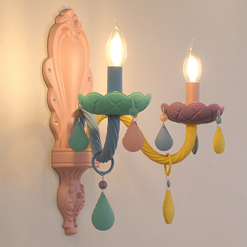 Metal Wall Sconce Lighting Macaron Multi-Color Wall Light Fixture for Bedroom