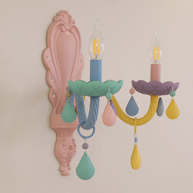 Metal Wall Sconce Lighting Macaron Multi-Color Wall Light Fixture for Bedroom