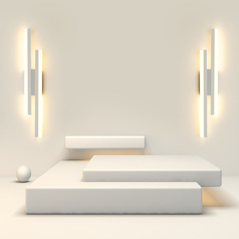 Shaded Bedroom Wall Sconce Lighting Metal LED Minimalism Sconce Light Fixture in White