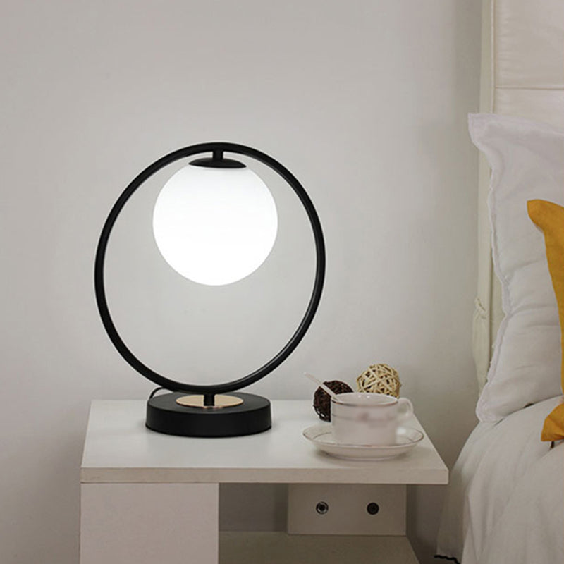Milk Glass Spherical Night Stand Light Nordic 1 Head Table Light for Bedroom