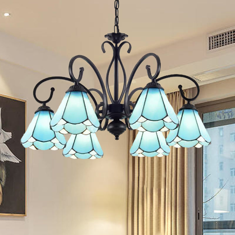 Black 5/6/8 luces lámparas de lámpara lámpara de lámpara de copa de vidrio tiffany tiffany kit