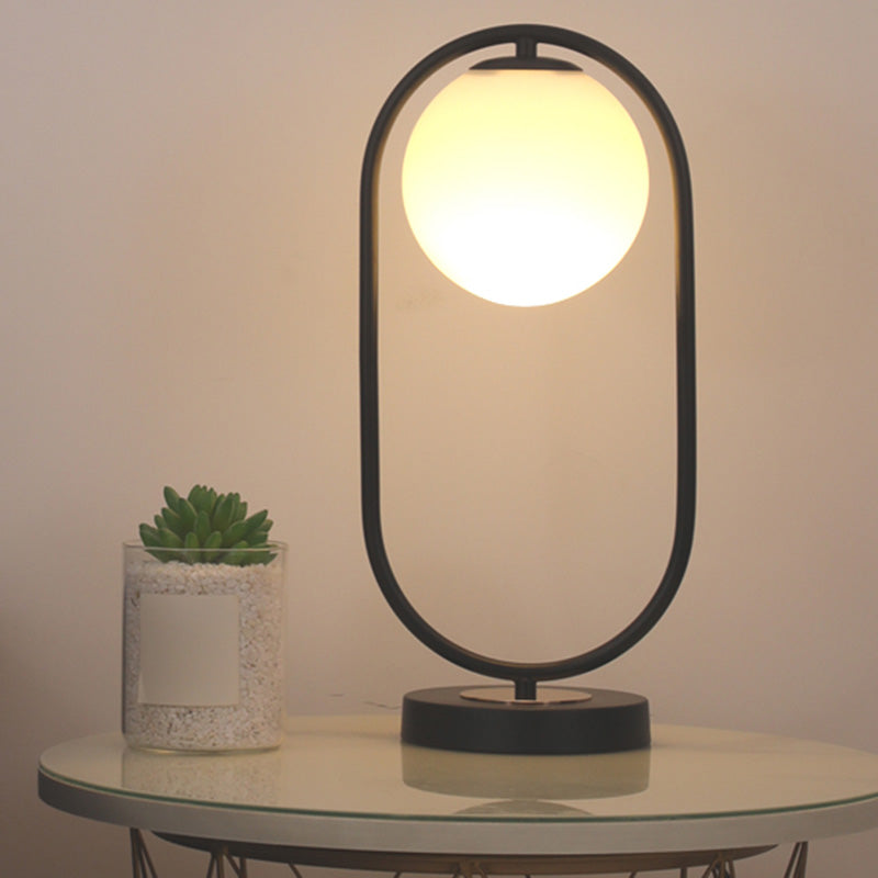 Milk Glass Spherical Night Stand Light Nordic 1 Head Table Light for Bedroom