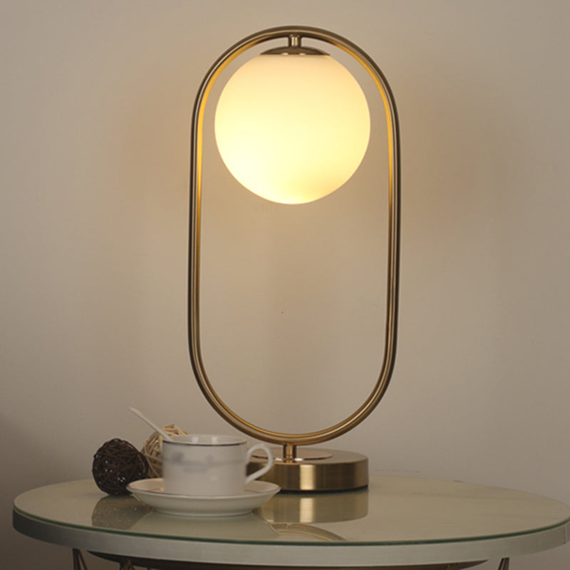 Milk Glass Spherical Night Stand Light Nordic 1 Head Table Light for Bedroom