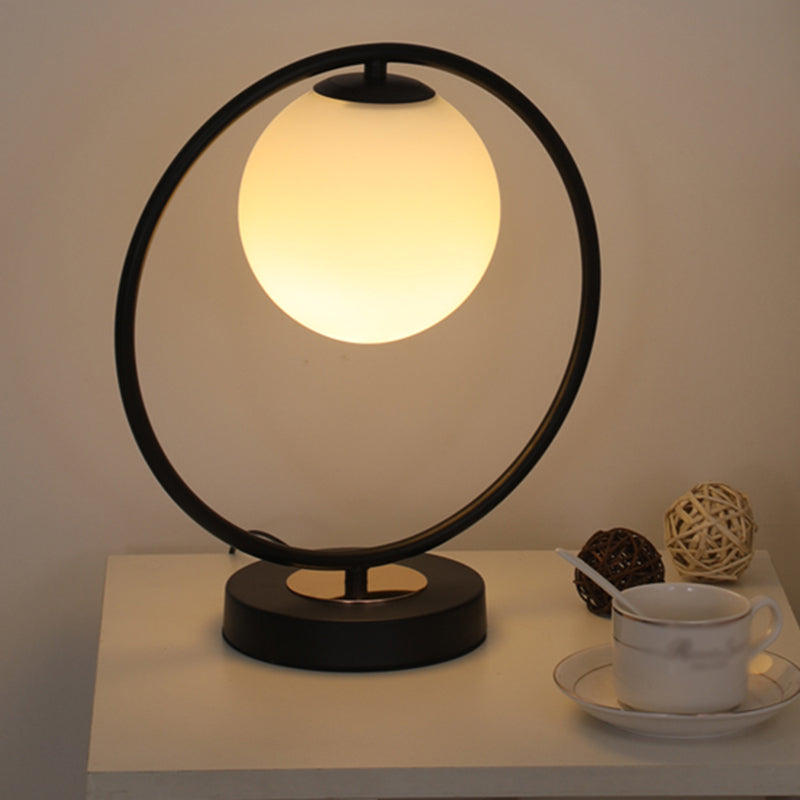 Milk Glass Spherical Night Stand Light Nordic 1 Head Table Light for Bedroom