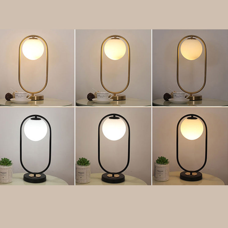 Milk Glass Spherical Night Stand Light Nordic 1 Head Table Light for Bedroom