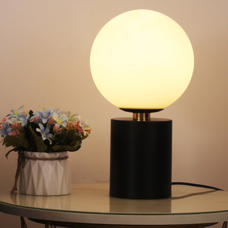 Simple Style Global Table Lamp Opal Glass 1 Bulb Bedroom Night Stand Light