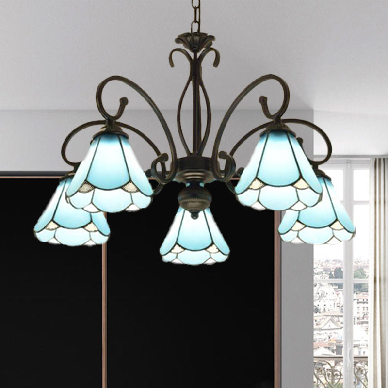 Black 5/6/8 luces lámparas de lámpara lámpara de lámpara de copa de vidrio tiffany tiffany kit