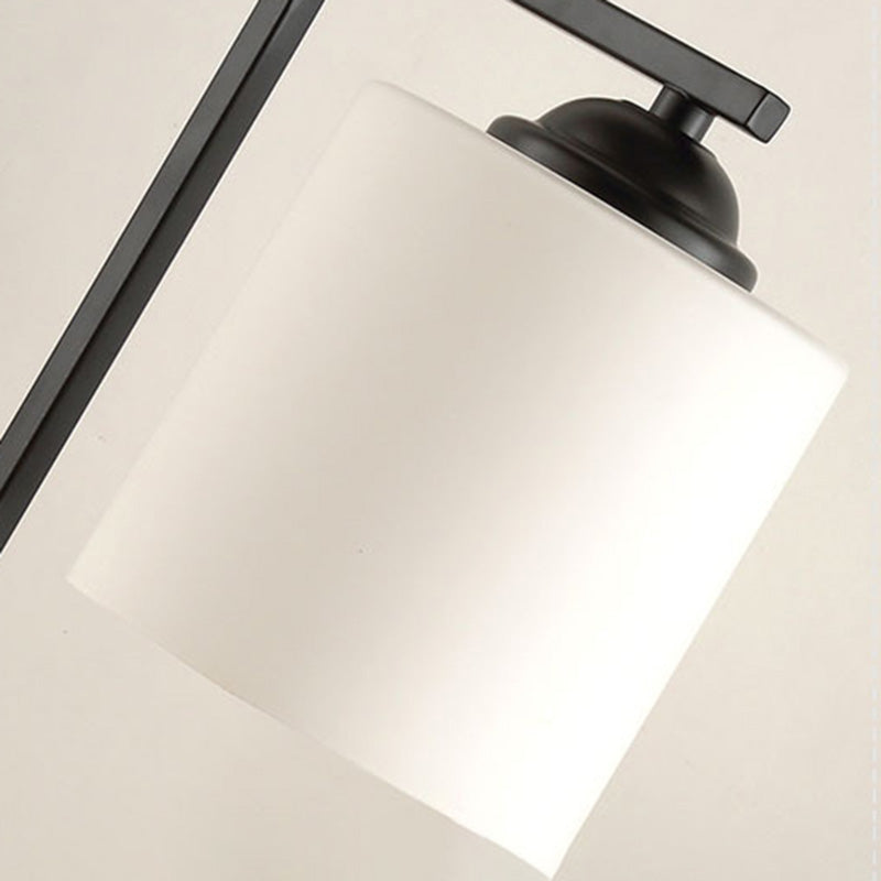 Lumo cilindrico di vetro opalino Luce minimalista a 1 luci nere lampada da comodino