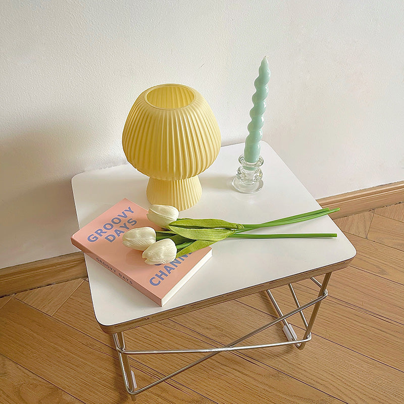 Macaron Torchiere Shaped Night Lamp Ribbed Glass 1-Light Bedroom Table Light