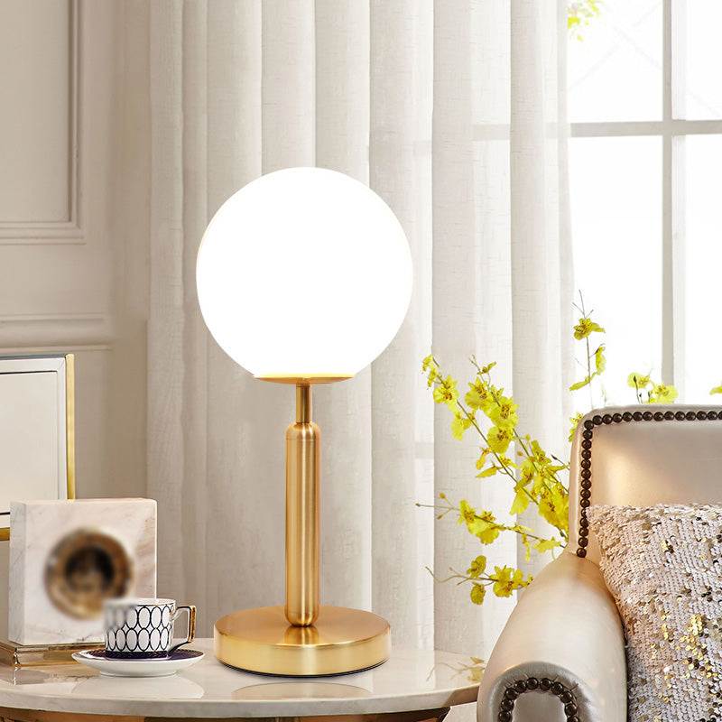 Global Bedside Night Light Opaline Glass 1 Bulb Minimalist Table Light