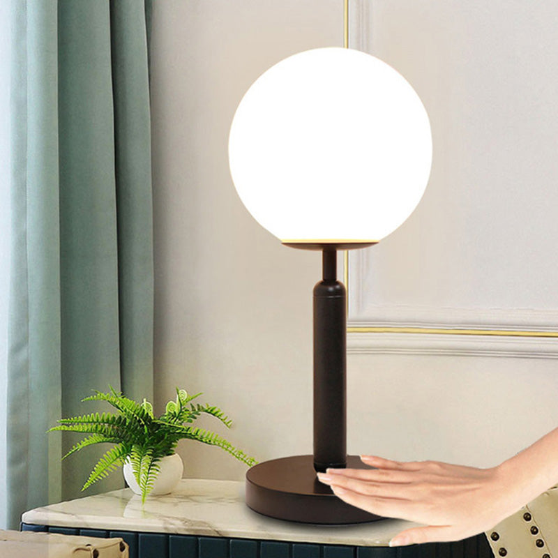 Global Bedside Night Light Opaline Glass 1 Bulb Minimalist Table Light