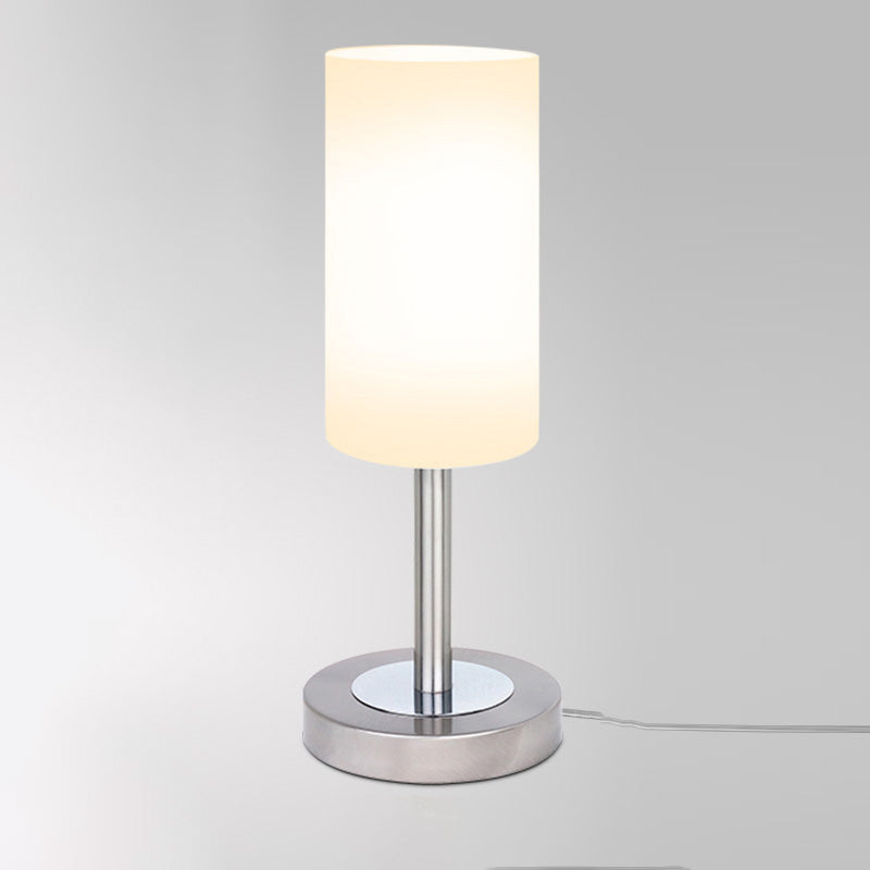 Lampada da tavolo a cilindro ultramoderna e semplice Lampada da comodino in vetro bianco per camera da letto