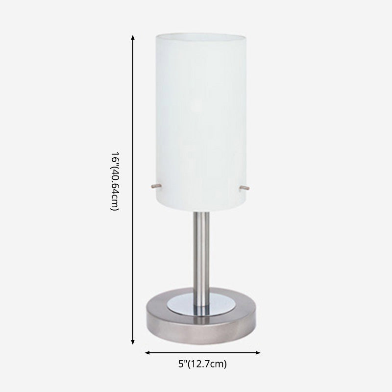 Lampada da tavolo a cilindro ultramoderna e semplice Lampada da comodino in vetro bianco per camera da letto