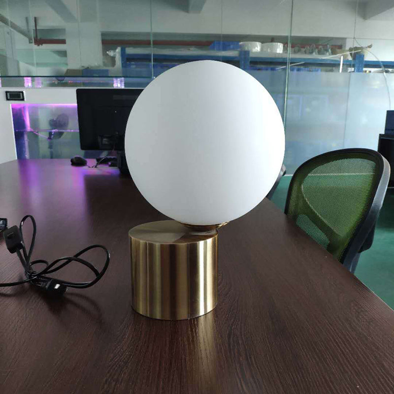 Ultra-modern Simplicity Globe Table Lamp White Glass Nightstand Lamp for Bedroom