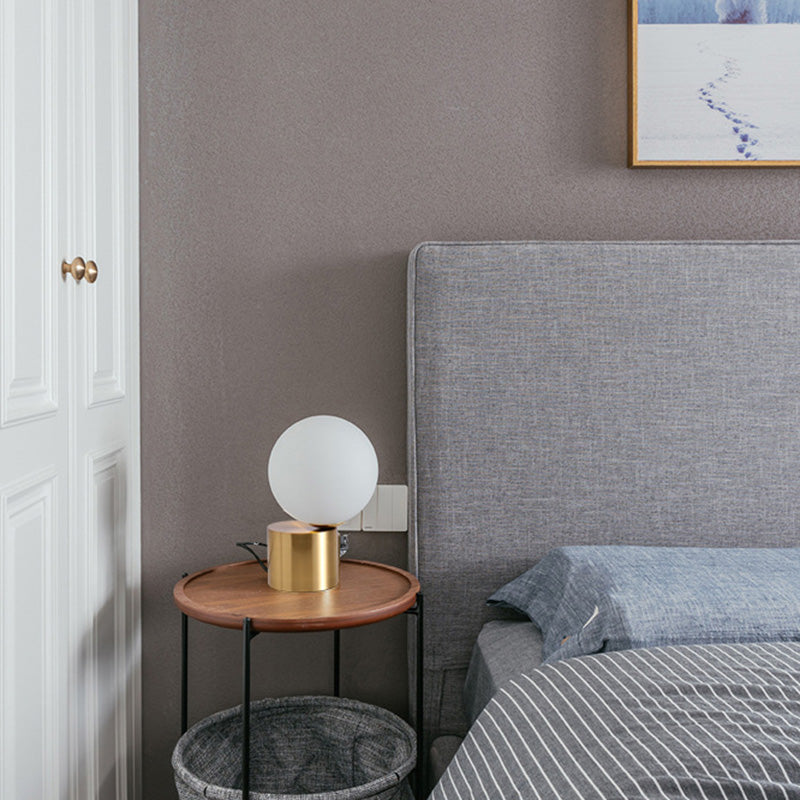 Ultra-modern Simplicity Globe Table Lamp White Glass Nightstand Lamp for Bedroom