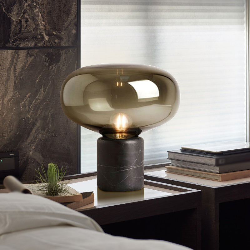 Ultra-modern Simplicity Oval Table Lamp Glass Nightstand Lamp for Bedroom