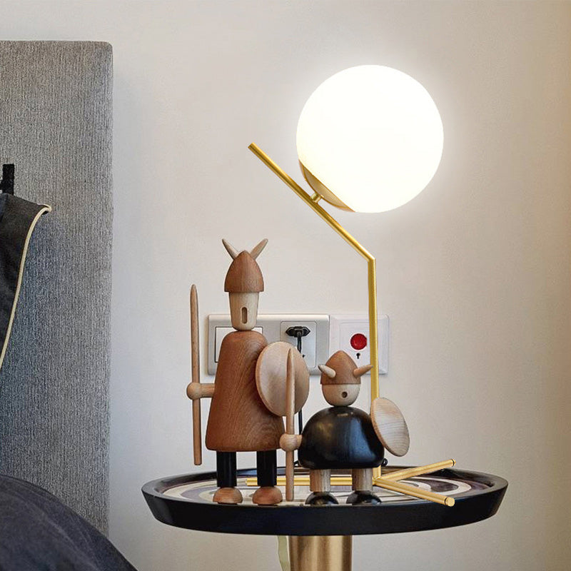 Ultra-modern Simplicity Globe Table Lamp White Glass Nightstand Lamp for Bedroom