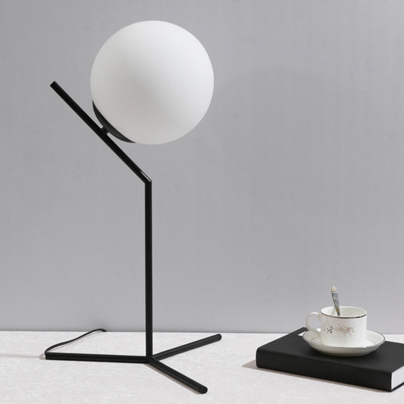 Ultra-modern Simplicity Globe Table Lamp White Glass Nightstand Lamp for Bedroom