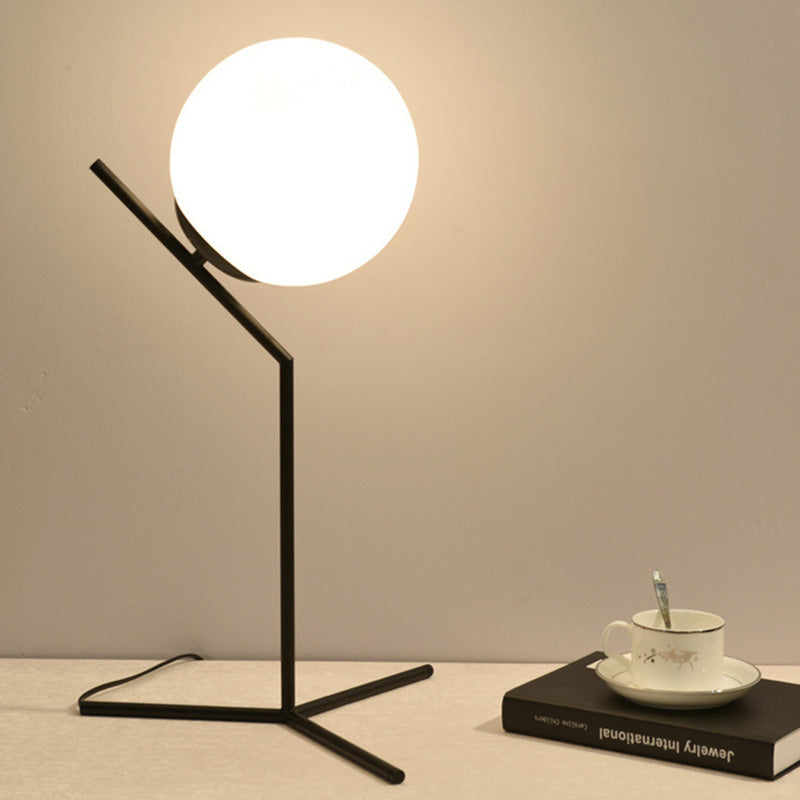 Ultra-modern Simplicity Globe Table Lamp White Glass Nightstand Lamp for Bedroom
