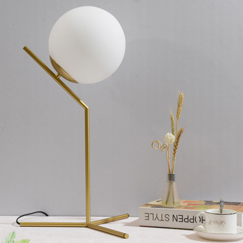 Ultra-modern Simplicity Globe Table Lamp White Glass Nightstand Lamp for Bedroom