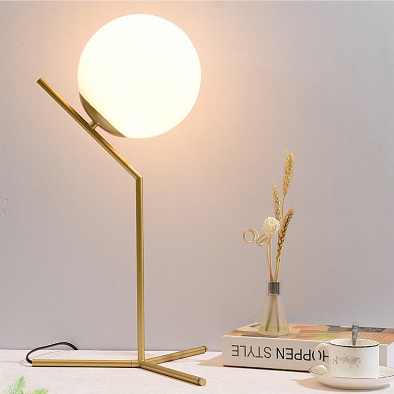 Ultra-modern Simplicity Globe Table Lamp White Glass Nightstand Lamp for Bedroom